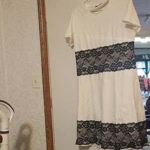 White and black lace dress